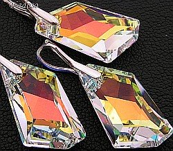 Kryształy piękny komplet SREBRO 24mm kolory