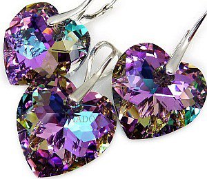 CRYSTALS CRYSTALS VITRAIL HEART LUX EARRINGS+PENDANT CRYSTAL SILVER CERTIFICATE