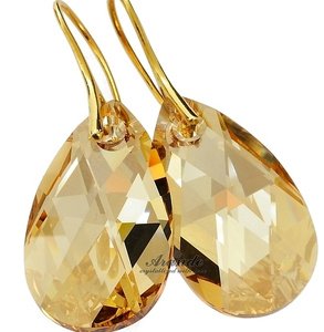 CRYSTALS ELEMENTS EARRINGS GOLD PLATED STERLING SILVER 925 CERTIFICATE