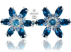 Kryształy Przepiękne Kolczyki Blue Azure Certyfikat