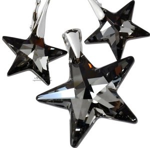 Kryształy kolczyki wisiorek NIGHT STAR SREBRO #2