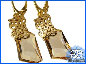 CRYSTALS BEAUTIFUL EARRINGS ARTE GOLD PLATED STERLING SILVER