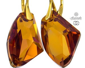 Kryształy duże kolczyki COPPER GALACTIC GOLD ZŁOTE SREBRO