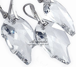Kryształy Kolczyki+Wisiorek Crystal Leaf Srebro