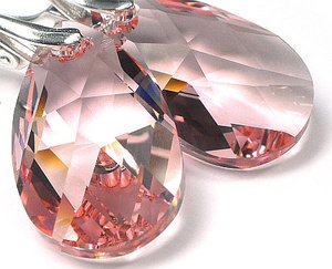 Kryształy kolczyki LIGHT ROSE 22 CERTYFIKAT SREBRO