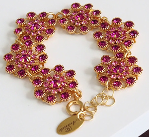 Kryształy Piękna Bransoletka Fuchsia Flow Lux Złote Srebro