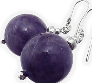 AMETHYST NATURAL LARGE EARRINGS STERLING SILVER