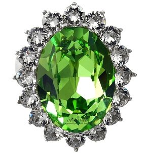 Kryształy piękny pierścionek ROYAL GREEN SREBRO