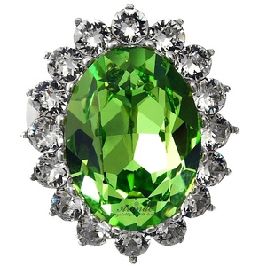 Kryształy Piękny Pierścionek Royal Green Srebro