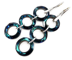 Kryształy Przepiękne Kolczyki Bermuda Blue Rings Srebro