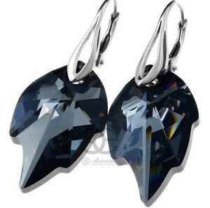 CRYSTALS EXCLUSIVE EARRINGS NIGHT LEAF STERLING SILVER