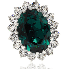 Kryształy Piękny Pierścionek Royal Emerald Srebro