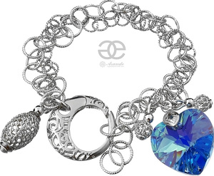 Kryształy Piękna Bransoletka Sapphire Serce Srebro