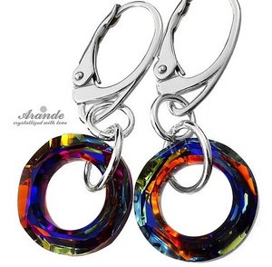 CRYSTALS BEAUTIFUL EARRINGS VOLCANO RING STERLING SILVER 925