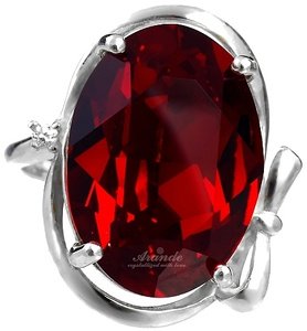 Kryształy przepiękny czerwony pierścionek SREBRO