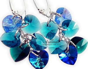 Kryształy Kolczyki Blue Zircon Mix Serca Srebro