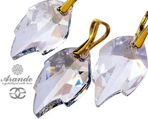 SWAROVSKI komplet MOONLIGHT LEAF ZŁOTE SREBRO