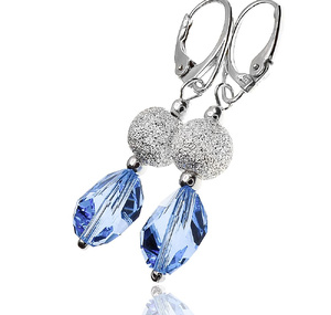Kryształy Unikatowe Kolczyki Sapphire Diamond Srebro