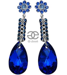 CRYSTALS EARRINGS *BLUE CRYSTALLIZED* STERLING SILVER 925