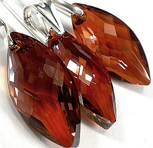 Kryształy Kolczyki Wisiorek Red Magma 30mm Srebro