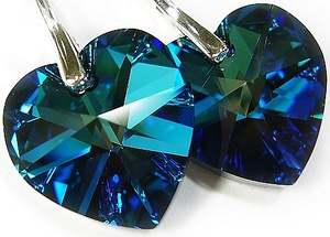 Promocja Kryształy Serce 18mm Kolczyki Srebro Blue