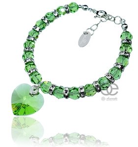 CRYSTALS ELEGANT BRACELET PERIDOT HEART STERLING SILVER 925