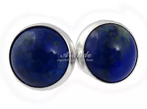 Lapis Lazuli Srebro Eleganckie Kolczyki Sztyft 9mm