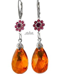 CRYSTALS UNIQUE EARRINGS TOPAZ FUCHSIA FEEL STERLING SILVER 925