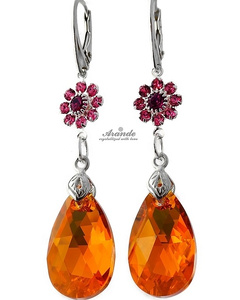 Kryształy Piękne Kolczyki Topaz Fuchsia Srebro