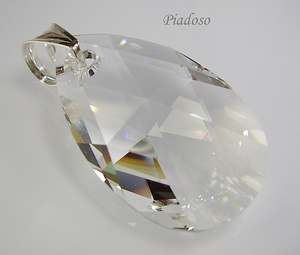 Kryształy Duży Wisiorek Łańcuszek 38mm Srebro