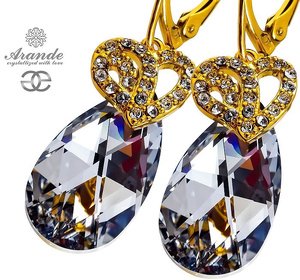 CRYSTALS UNIQUE EARRINGS COMET SPECIAL 24K GOLD PLATED SILVER