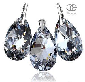 CRYSTALS CRYSTALS *COMET 28MM* LARGE EARRINGS+PENDANT STERLING SILVER 925