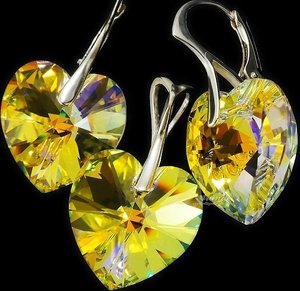 SWAROVSKI piękny komplet SERCE SREBRO AURORA AB