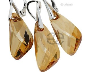 CRYSTALS EARRINGS PENDANT GOLDEN WING STERLING SILVER