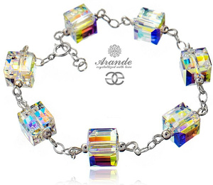Kryształy Bransoletka Aurora Cube Srebro