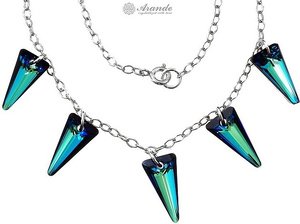 CRYSTALS BEAUTIFUL NECKLACE SPIKE BLUE STERLING SILVER 925
