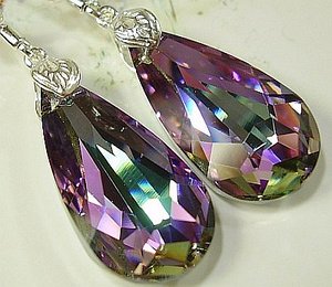 EARRINGS CRYSTALS CRYSTALS *VITRAIL* STERLING SILVER 925 CERTIFICATE