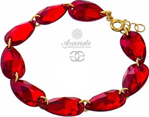CRYSTALS ELEGANT RED BRACELET GOLD PLATED STERLING SILVER 925