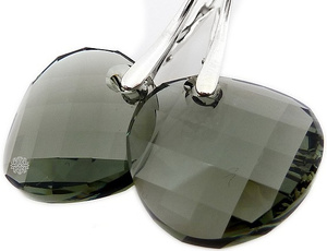 Kryształy Piękne Kolczyki Black Diamond Srebro