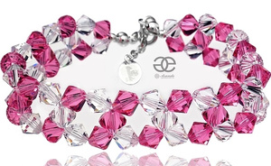 Bransoletka Kryształy Rose Crystal Srebro