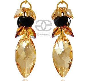 CRYSTALS BEAUTIFUL EARRINGS PENDANT GOLDEN NAWI GOLD PLATED STERLING SILVER