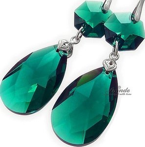 Nowe! Kryształy Piękne Kolczyki Emerald Jolie