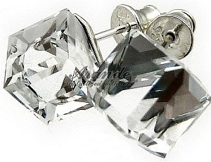 Kryształy Kolczyki Srebro Crystal Cube Certyfikat