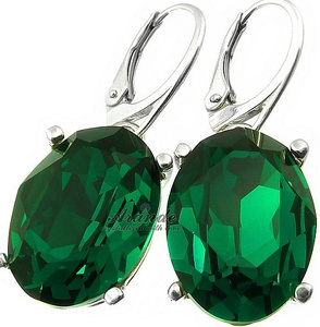 Nowe Kryształy Przepiękne Kolczyki Emerald Srebro