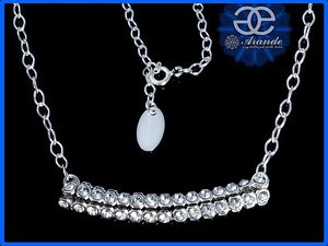 CRYSTALS BEAUTIFUL NECKLACE *CRYSTALLIZED BAR* STERLING SILVER