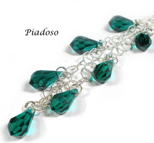 Kryształy Elegancka Bransoletka Srebro Emerald