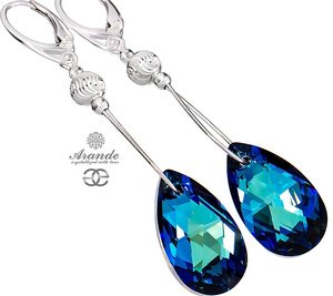 Kryształy piękne długie kolczyki BLUE FANTASIA SREBRO