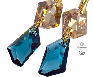 CRYSTALS UNIQUE EARRINGS *MONTANA GOLD* 24K GP STERLING SILVER