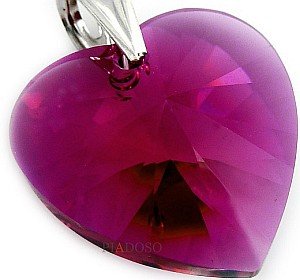 Kryształy WISIOREK duży kryształ 28mm FUCHSIA łańcuszek