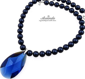 Perły Kryształy Naszyjnik Night Sapphire Srebro